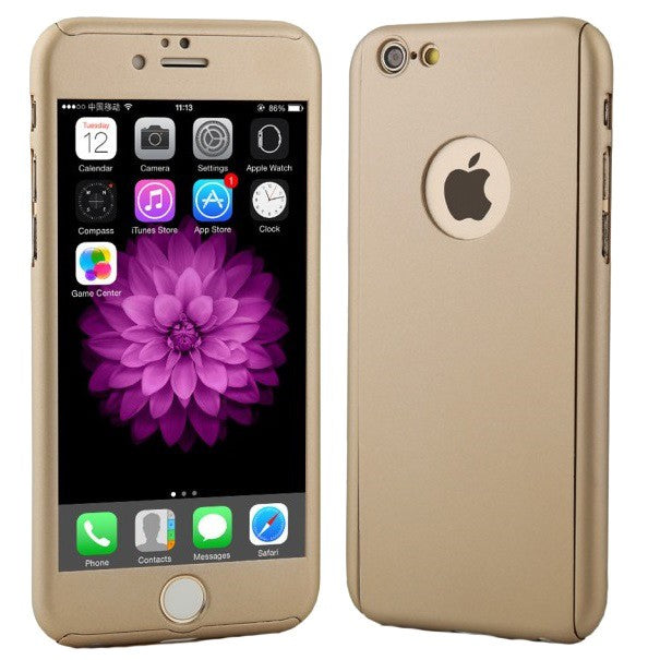 Husa de protectie Kaveny compatibila cu Apple iPhone 7 Full Cover 360 Auriu + Folie de protectie