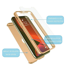 Husa de protectie Kaveny compatibila cu Samsung S21 Ultra Full Cover 360 Auriu + Folie de protectie