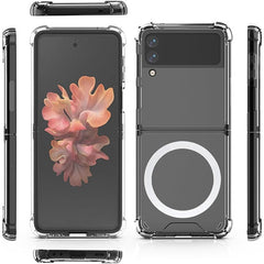 Husa de protectie Kaveny compatibila cu Samsung Z Flip 5, MagSafe Blister, gaura mare camera, transparenta