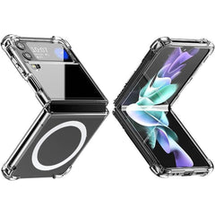 Husa de protectie Kaveny compatibila cu Samsung Z Flip 5, MagSafe Blister, gaura mare camera, transparenta
