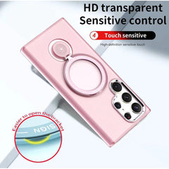 Husa de protectie Kaveny, cu incarcare Wireless, Tehnologie Magsafe, TPU, Inel magnetic rotativ cu functie de suport, pentru  Samsung Galaxy S23 , Rose Gold