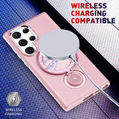 Husa de protectie Kaveny, cu incarcare Wireless, Tehnologie Magsafe, TPU, Inel magnetic rotativ cu functie de suport, pentru  Samsung Galaxy S23 , Rose Gold