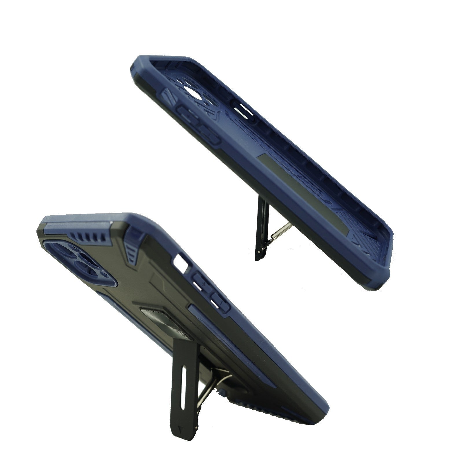 Husa de protectie Kaveny pentru Apple iPhone 12 Pro Max Defender Model 4 cu suport, Albastru inchis