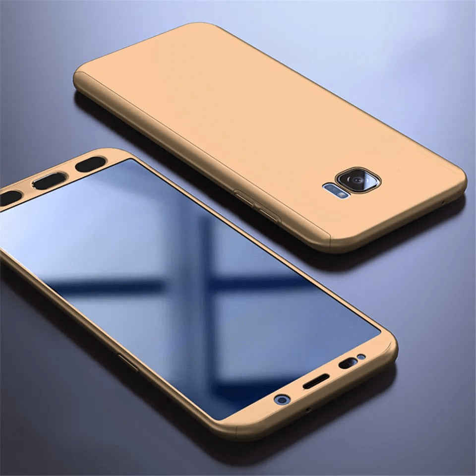 Husa de Protectie, Kaveny, pentru Samsung Galaxy A51, cu Acoperire Completa 360, Folie de Protectie, Plastic, Auriu
