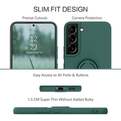 Husa de Protectie, Kaveny, pentru Samsung Galaxy A52, Liquid Silicone Ring cu Suport Rotativ, Albastru