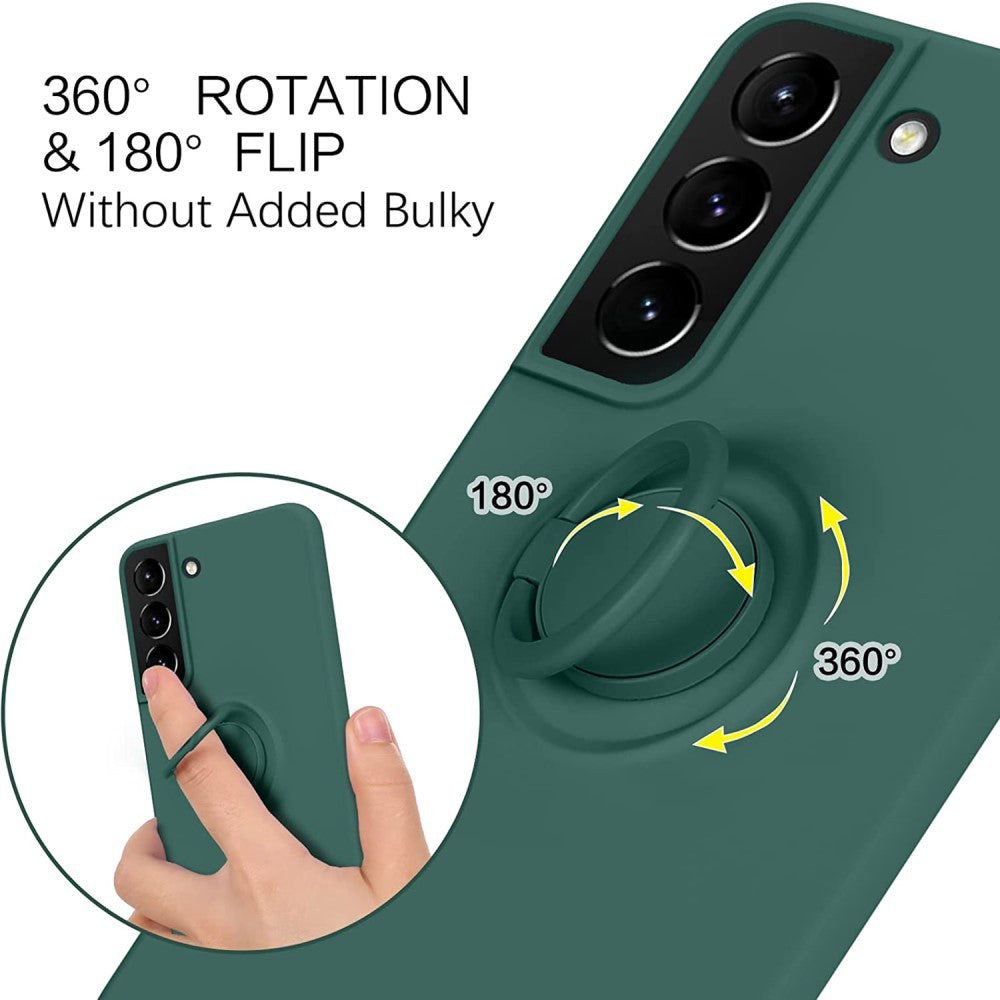 Husa de Protectie, Kaveny, pentru Samsung Galaxy A52, Liquid Silicone Ring cu Suport Rotativ, Albastru