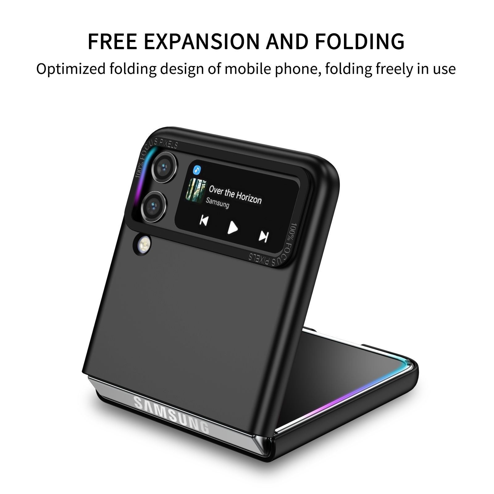 Husa de protectie Kaveny, Pliere Tridimensionala, Multifunctionala, PC, pentru  Samsung Galaxy Z Flip 3 , Negru