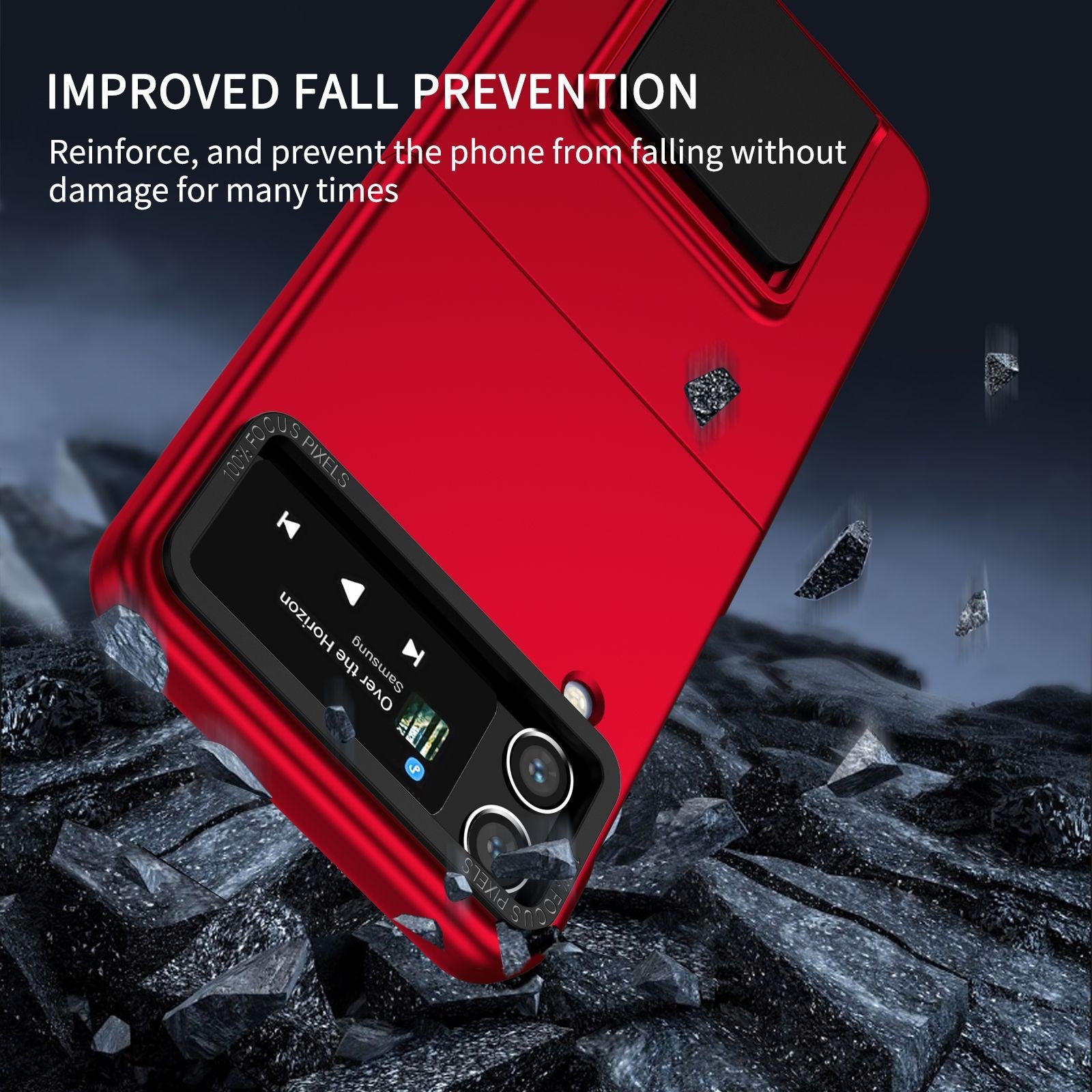 Husa de protectie Kaveny, Pliere Tridimensionala, Multifunctionala, PC, pentru Samsung Galaxy Z Flip 4 / Z Flip 4 5G , Rosu