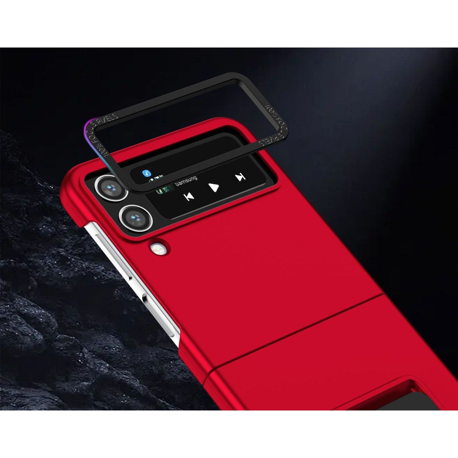 Husa de protectie Kaveny, Pliere Tridimensionala, Multifunctionala, PC, pentru Samsung Galaxy Z Flip 4 / Z Flip 4 5G , Rosu