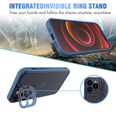 Husa de protectie pentru Apple iPhone 14 Pro, Kaveny, Bracket series cu suport si protectie pentru camera, Albastru