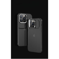 Husa de protectie pentru iPhone 14, cu suport metalic pentru camera, Bracket Series, Kaveny, Protectie Antisoc, PC mat, silicon moale pe margini, Negru