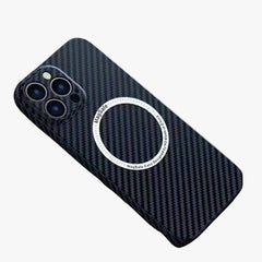 Husa de protectie pentru iPhone 14 Plus, Kaveny, Magnetica, MagSafe, Carbon Fiber Protectie Antisoc, Albastru