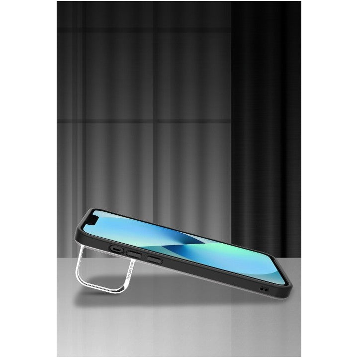 Husa de protectie pentru iPhone 14 Pro, cu suport metalic pentru camera, Bracket Series, Kaveny, Protectie Antisoc, PC mat, silicon moale pe margini, Albastru