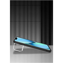 Husa de protectie pentru iPhone 14 Pro Max, cu suport metalic pentru camera, Bracket Series, Kaveny, Protectie Antisoc, PC mat, silicon moale pe margini, Negru