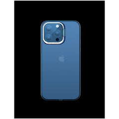 Husa de protectie pentru iPhone 14 Pro Max, cu suport metalic pentru camera, Bracket Series, Kaveny, Protectie Antisoc, PC mat, silicon moale pe margini, Albastru