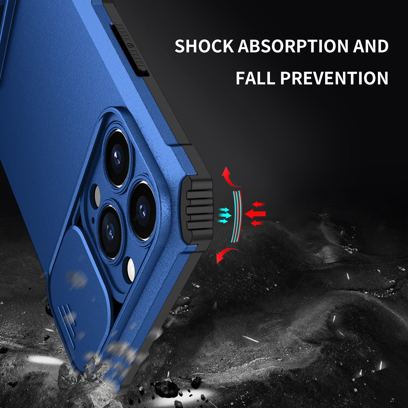 Husa Defender cu Stand pentru iPhone 11, Albastru, Suport reglabil, Antisoc, Protectie glisanta pentru camera, Kaveny