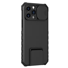 Husa Defender cu Stand pentru iPhone 11, Negru, Suport reglabil, Antisoc, Protectie glisanta pentru camera, Kaveny