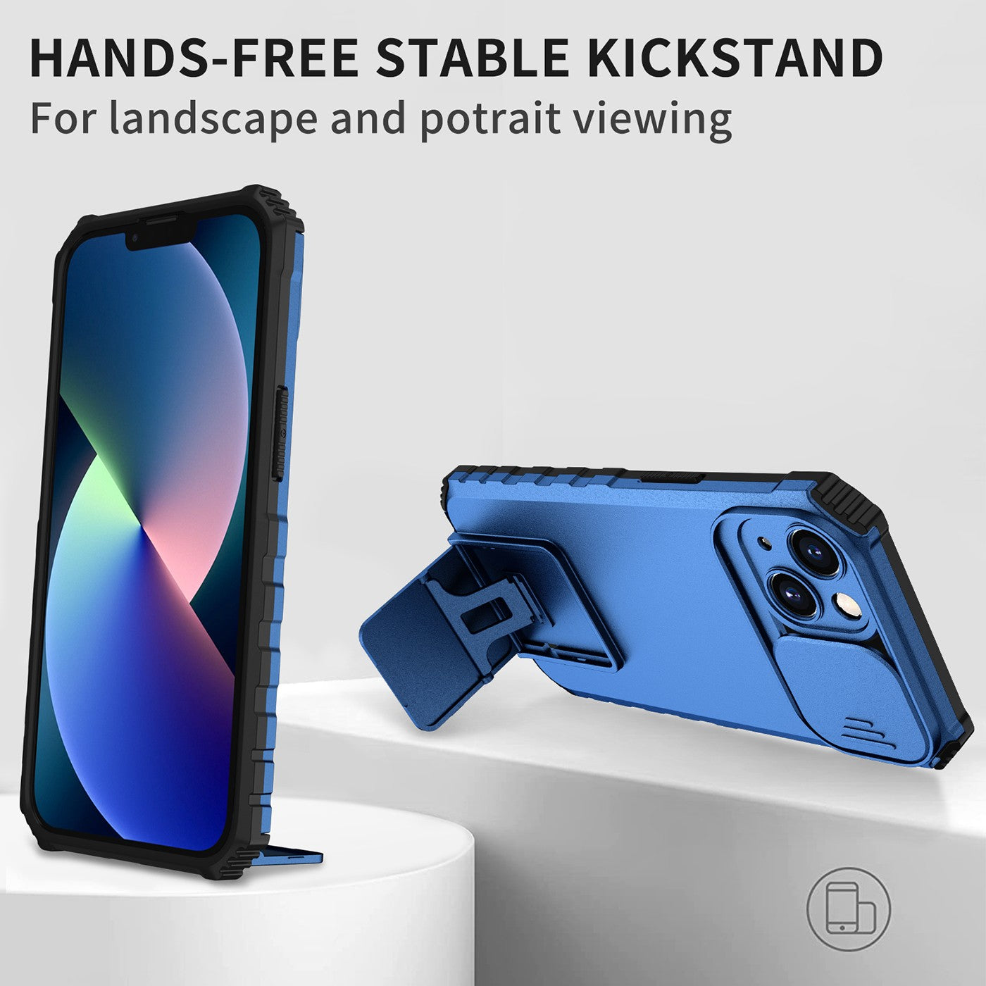 Husa Defender cu Stand pentru iPhone 11 Pro Max, Albastru, Suport reglabil, Antisoc, Protectie glisanta pentru camera, Kaveny