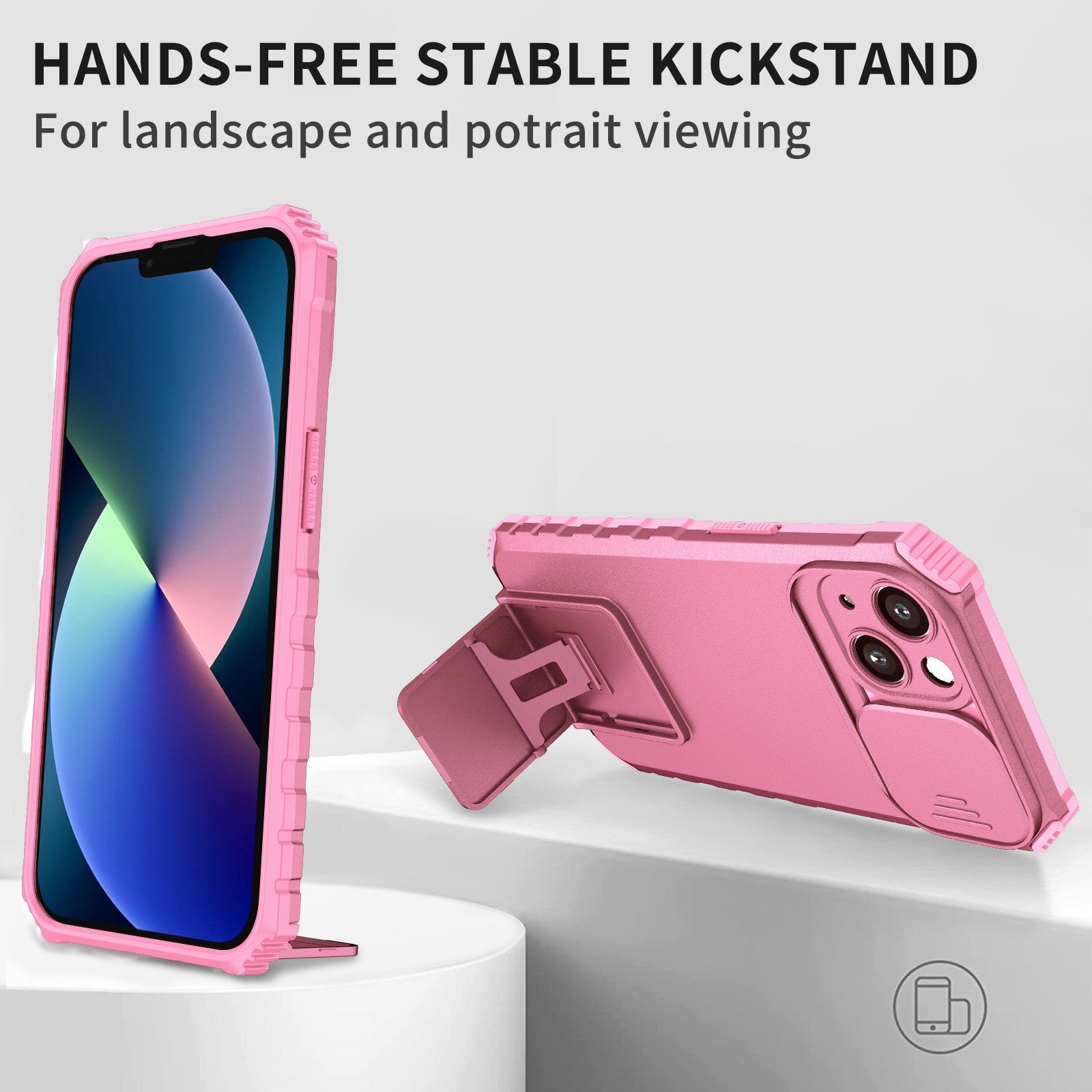 Husa Defender cu Stand pentru iPhone 11 Pro, Roz, Suport reglabil, Antisoc, Protectie glisanta pentru camera, Kaveny