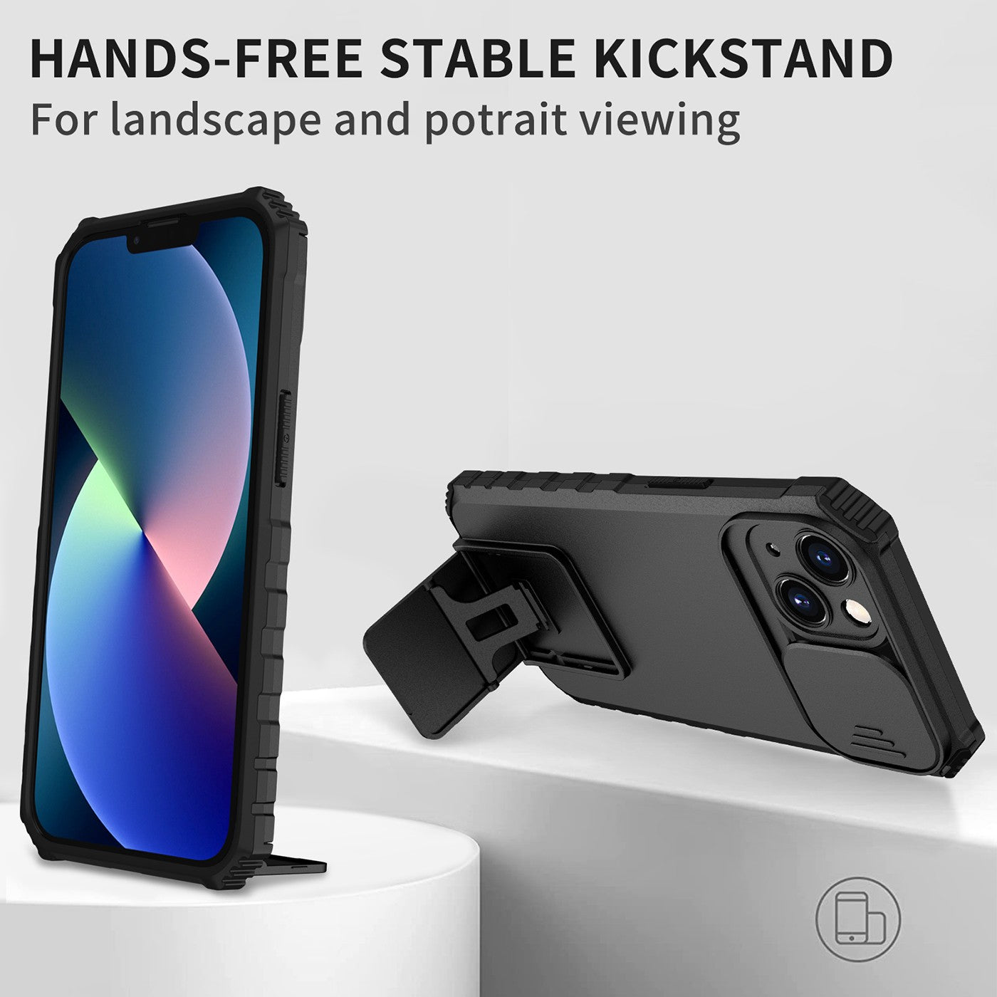 Husa Defender cu Stand pentru iPhone 12 Pro, Negru, Suport reglabil, Antisoc, Protectie glisanta pentru camera, Kaveny
