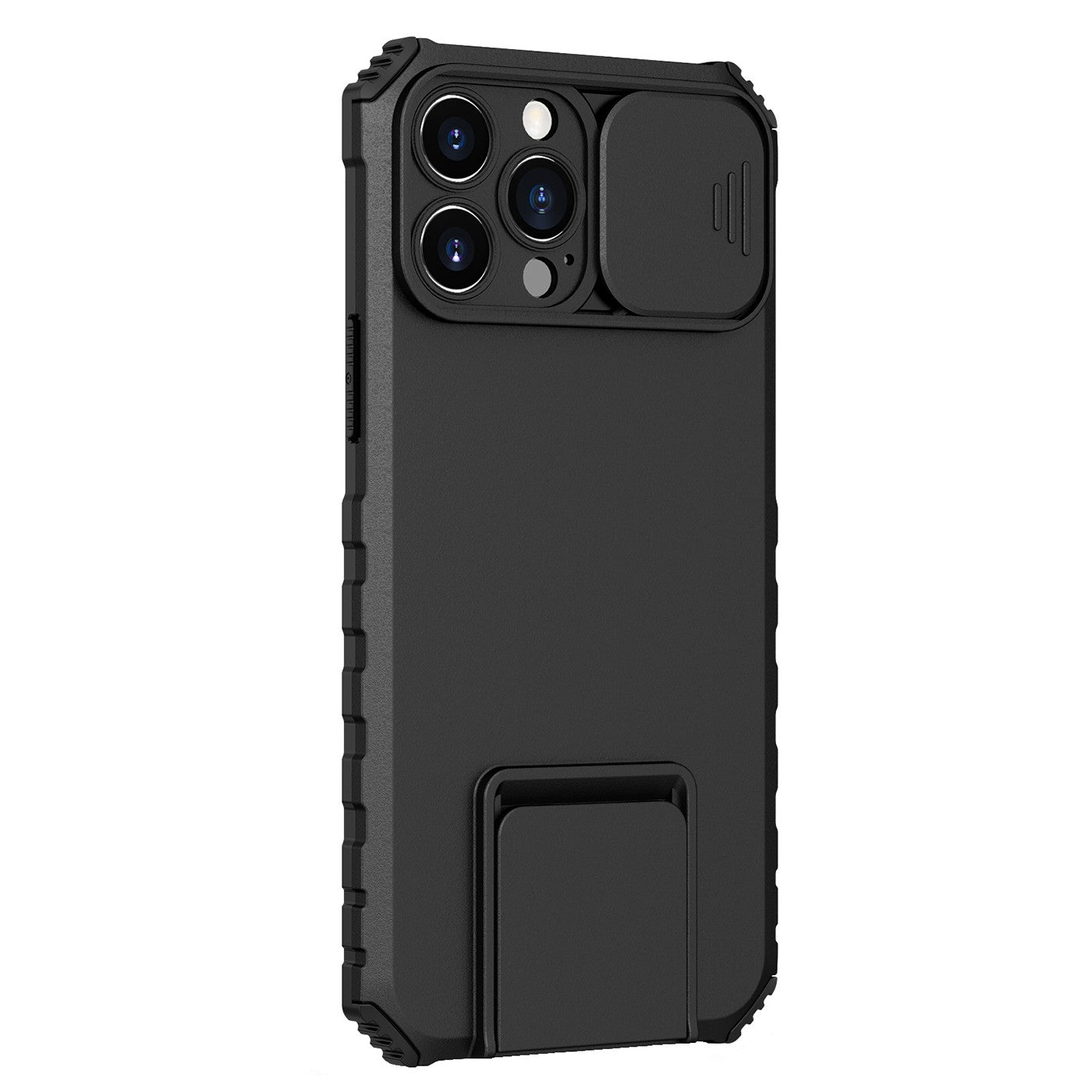 Husa Defender cu Stand pentru iPhone 12 Pro, Negru, Suport reglabil, Antisoc, Protectie glisanta pentru camera, Kaveny
