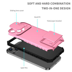 Husa Defender cu Stand pentru iPhone 12 Pro, Roz, Suport reglabil, Antisoc, Protectie glisanta pentru camera, Kaveny