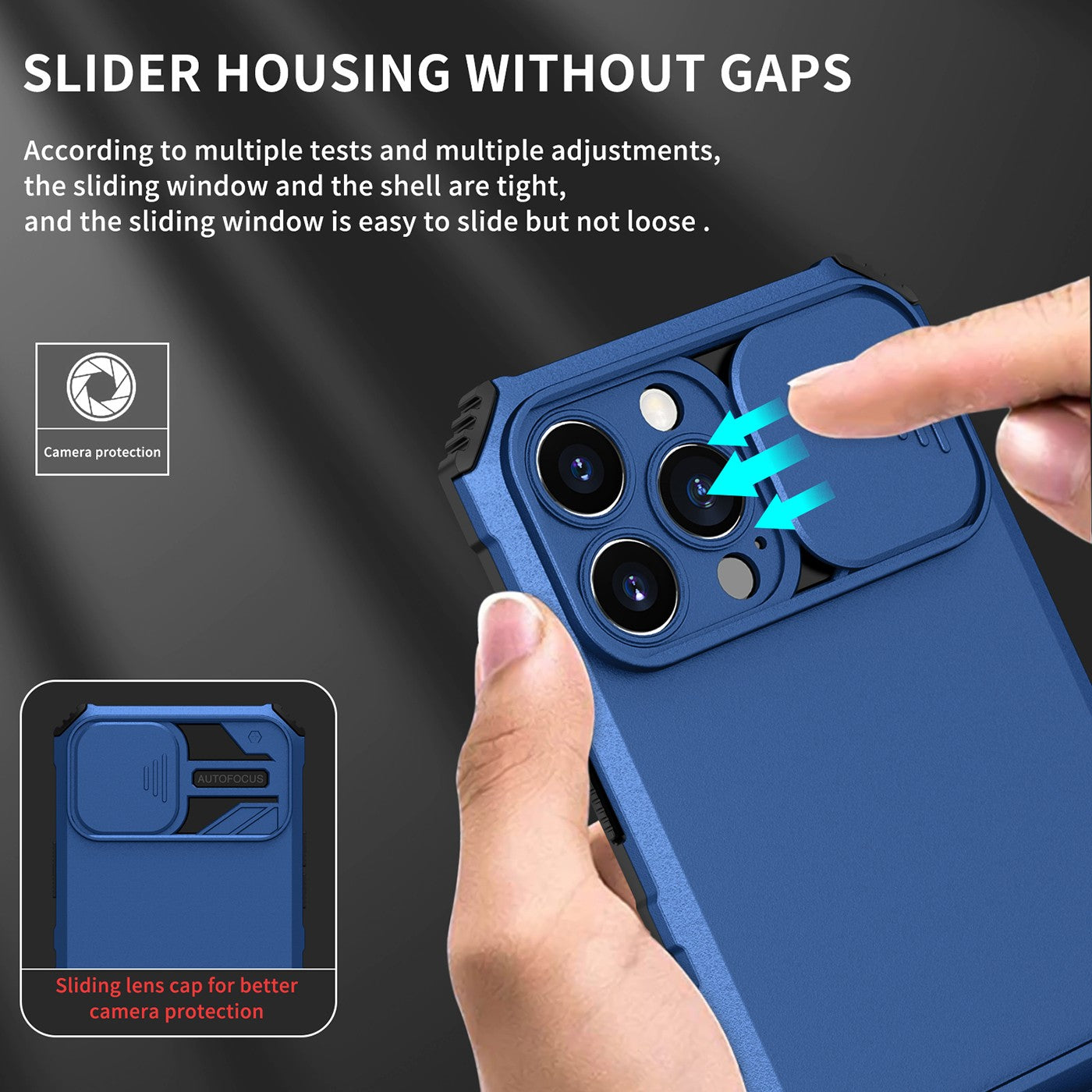 Husa Defender cu Stand pentru iPhone 13 Pro Max, Albastru, Suport reglabil, Antisoc, Protectie glisanta pentru camera, Kaveny