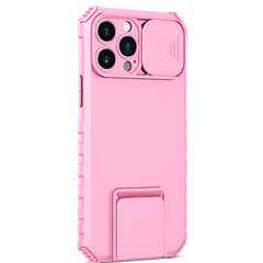 Husa Defender cu Stand pentru iPhone 13 Pro, Roz, Suport reglabil, Antisoc, Protectie glisanta pentru camera, Kaveny
