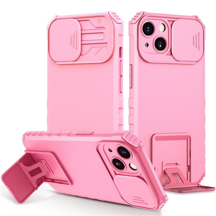 Husa Defender cu Stand pentru iPhone 13, Roz, Suport reglabil, Antisoc, Protectie glisanta pentru camera, Kaveny