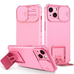 Husa Defender cu Stand pentru iPhone 13, Roz, Suport reglabil, Antisoc, Protectie glisanta pentru camera, Kaveny