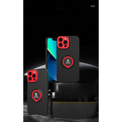 Husa de protectie Eagle eye pentru Apple iPhone 14, Rezistenta la socuri, Protectie camera, Cu inel de prindere magnetic negru, rosu, Negru