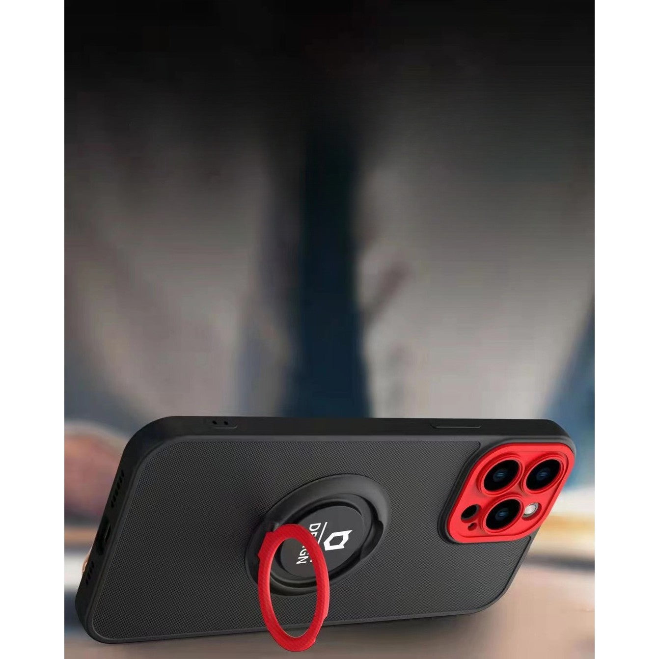 Husa de protectie Eagle eye pentru Apple iPhone 14, Rezistenta la socuri, Protectie camera, Cu inel de prindere magnetic negru, rosu, Negru