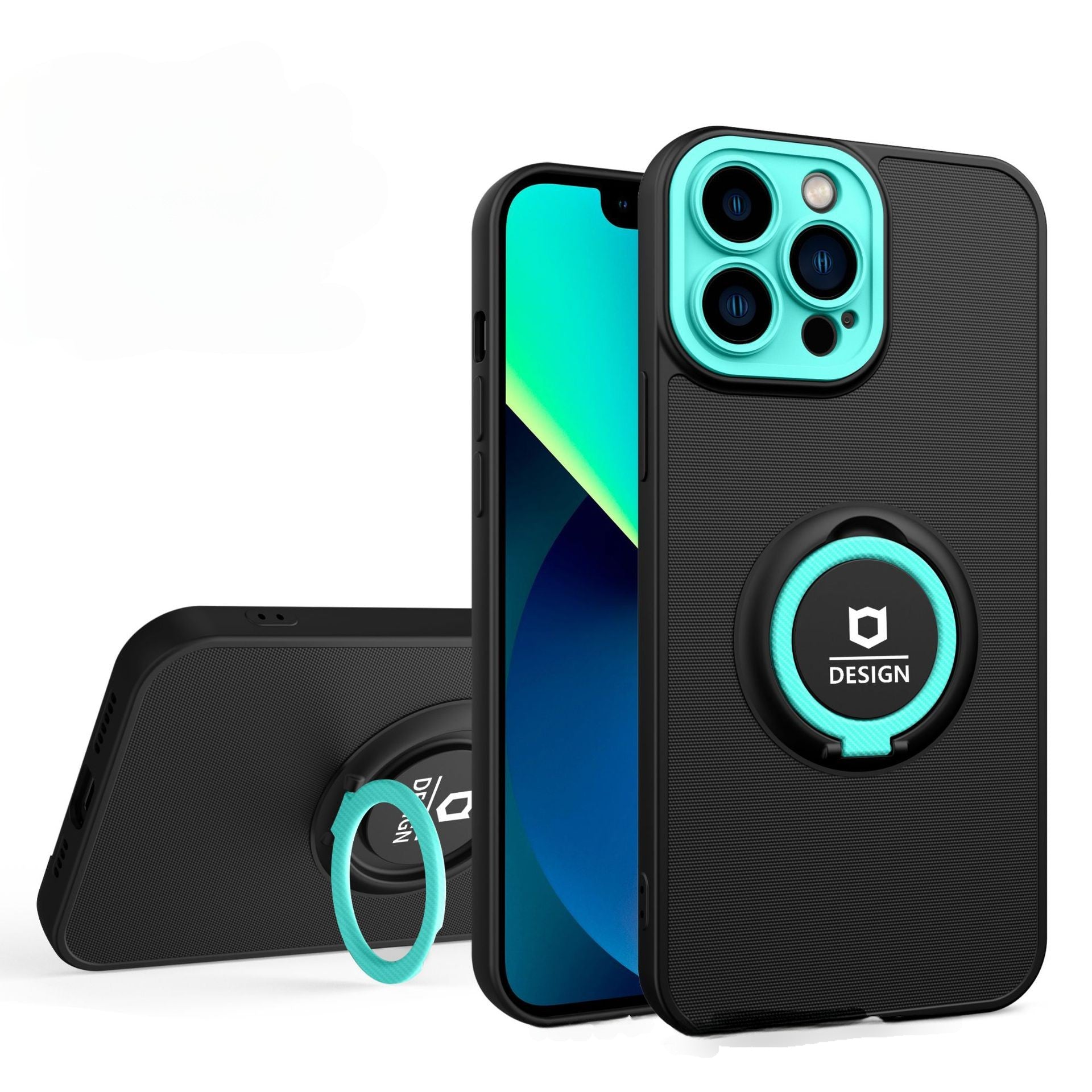 Husa Eagle Eye cu Stand pentru Apple iPhone 14 Pro (6.1) Negru/Turcoaz, Suport Auto Magnetic, Protectie Antisoc, Kaveny