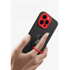 Husa de protectie Eagle eye pentru Apple iPhone 12, Rezistenta la socuri, Protectie camera, Cu inel de prindere magnetic rosu, Kaveny, Negru
