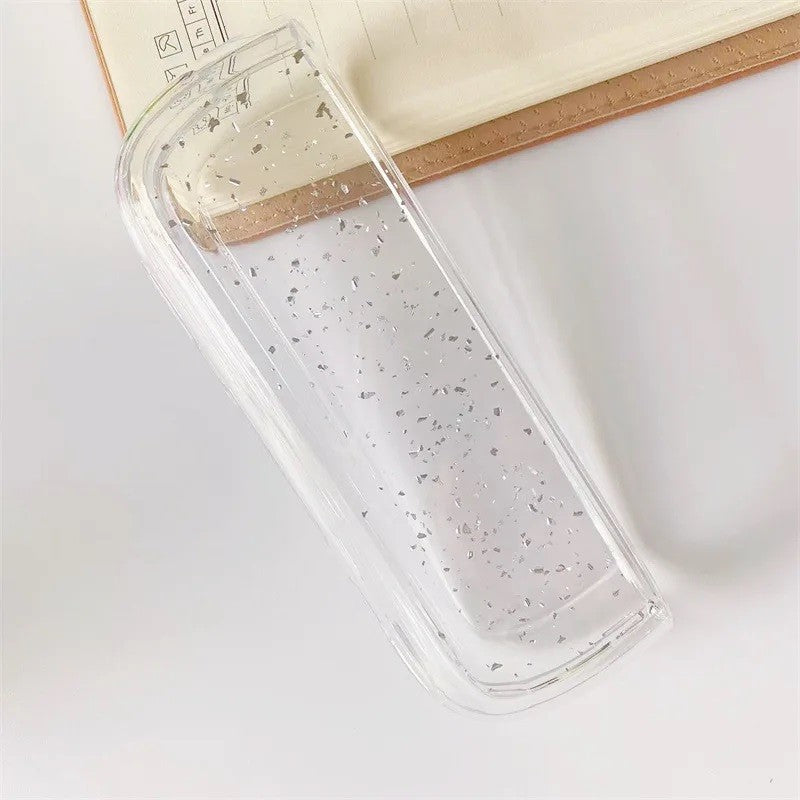 Husa Kaveny pentru IQOS Iluma, de Protectie, Anti Soc si Zgarieturi, din Plastic, 12.5 x 4.2 x 2.6 cm, Transparent cu Sclipici Argintiu