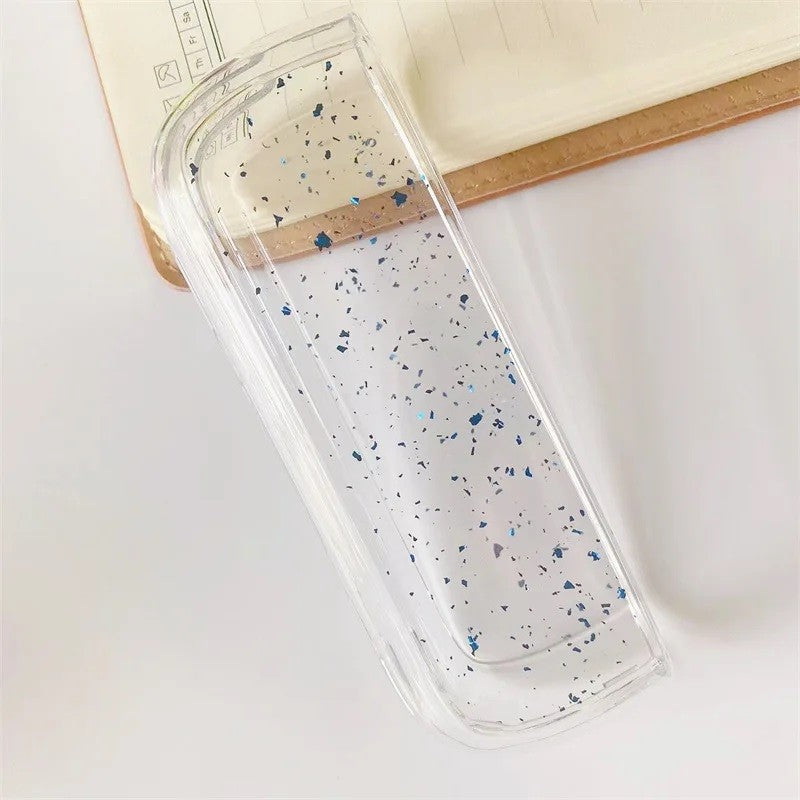 Husa Kaveny pentru IQOS Iluma, de Protectie, Anti Soc si Zgarieturi, din Plastic, 12.5 x 4.2 x 2.6 cm, Transparent cu Sclipici Albastru