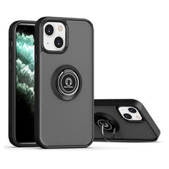 Husa Anti Fall Metal Bracket pentru Apple iPhone 14 Pro Max, Rezistenta la socuri, Margini colorate, Cu inel de prindere magnetic, Kaveny, Negru