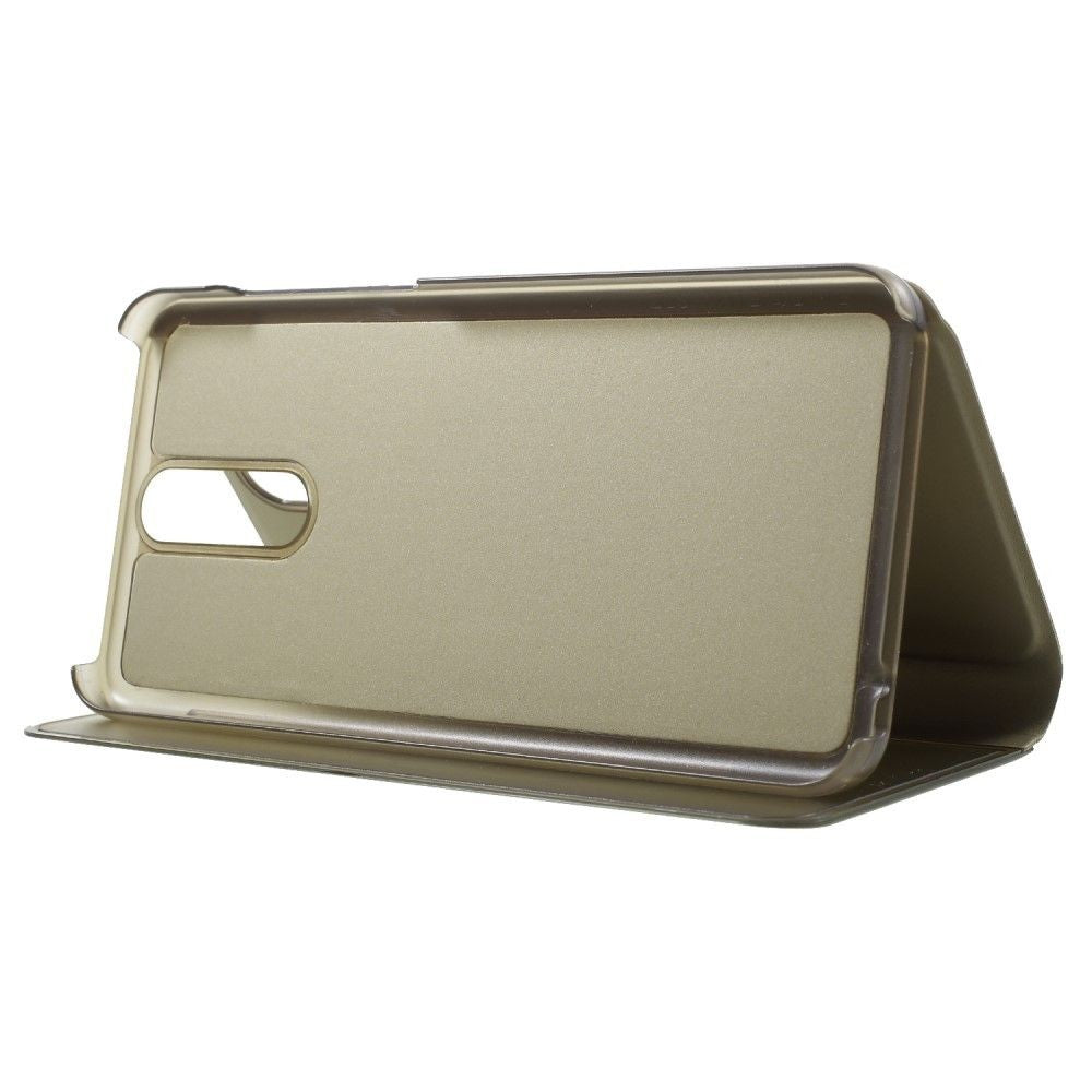 Husa Tip Carte, Kaveny, Compatibila cu Huawei Mate 10 Lite, Flip Cover Oglinda, Auriu