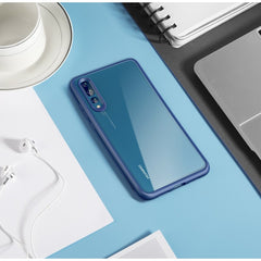 Husa Huawei P20 Transparent cu Margini Albastre