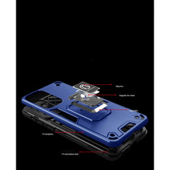 Husa Iron Warriors pentru iPhone 14 Pro, Kaveny,  Hybrid Ring Holder Kickstand, Albastru inchis