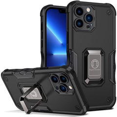 Husa Iron Warriors pentru iPhone 14 Pro Max, Kaveny,  Hybrid Ring Holder Kickstand, Negru