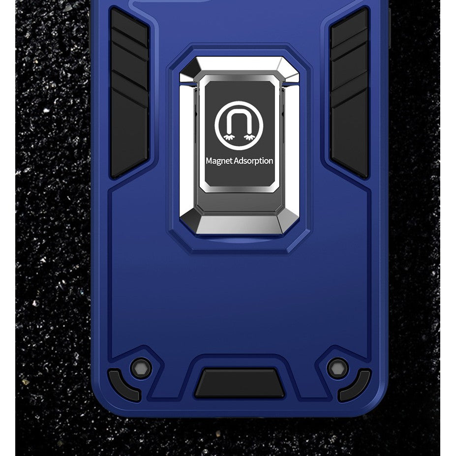 Husa Iron Warriors pentru iPhone 12 Pro, Kaveny,  Hybrid Ring Holder Kickstand, Albastru inchis