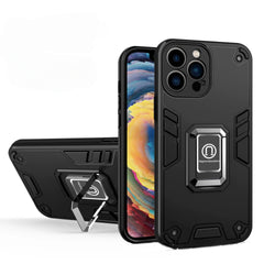 Husa Iron Warriors pentru iPhone 12 Pro, Kaveny,  Hybrid Ring Holder Kickstand, Negru