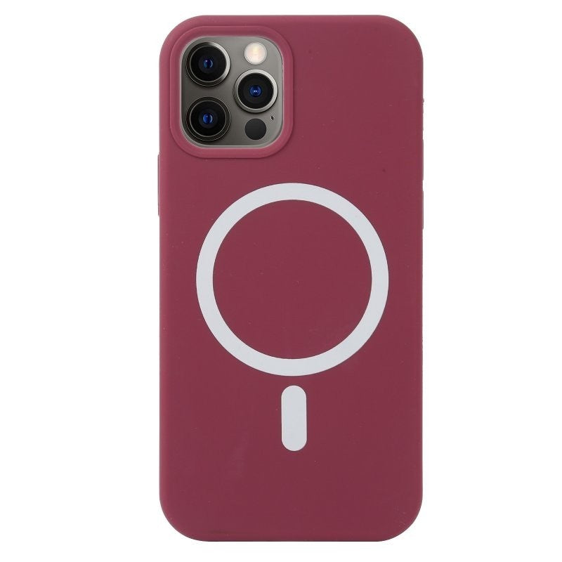Husa MagSafe liquid large hole magnetic shell pentru Apple iPhone 14 Pro Max, Full Cover, Liquid Silicone, Magnetica, Incarcare Wireless, Kaveny, Mov