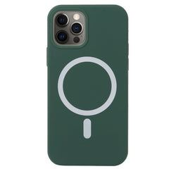 Husa MagSafe liquid large hole magnetic shell pentru Apple iPhone 14 Pro Max, Full Cover, Liquid Silicone, Magnetica, Incarcare Wireless, Kaveny, Verde