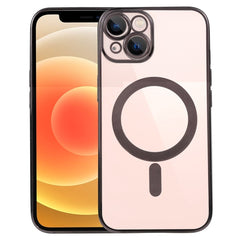 Husa MagSafe pentru Apple iPhone 11, Full Cover, Protectie camera, Margini colorate Electroplating, Magnetica, Incarcare Wireless, Kaveny, Negru