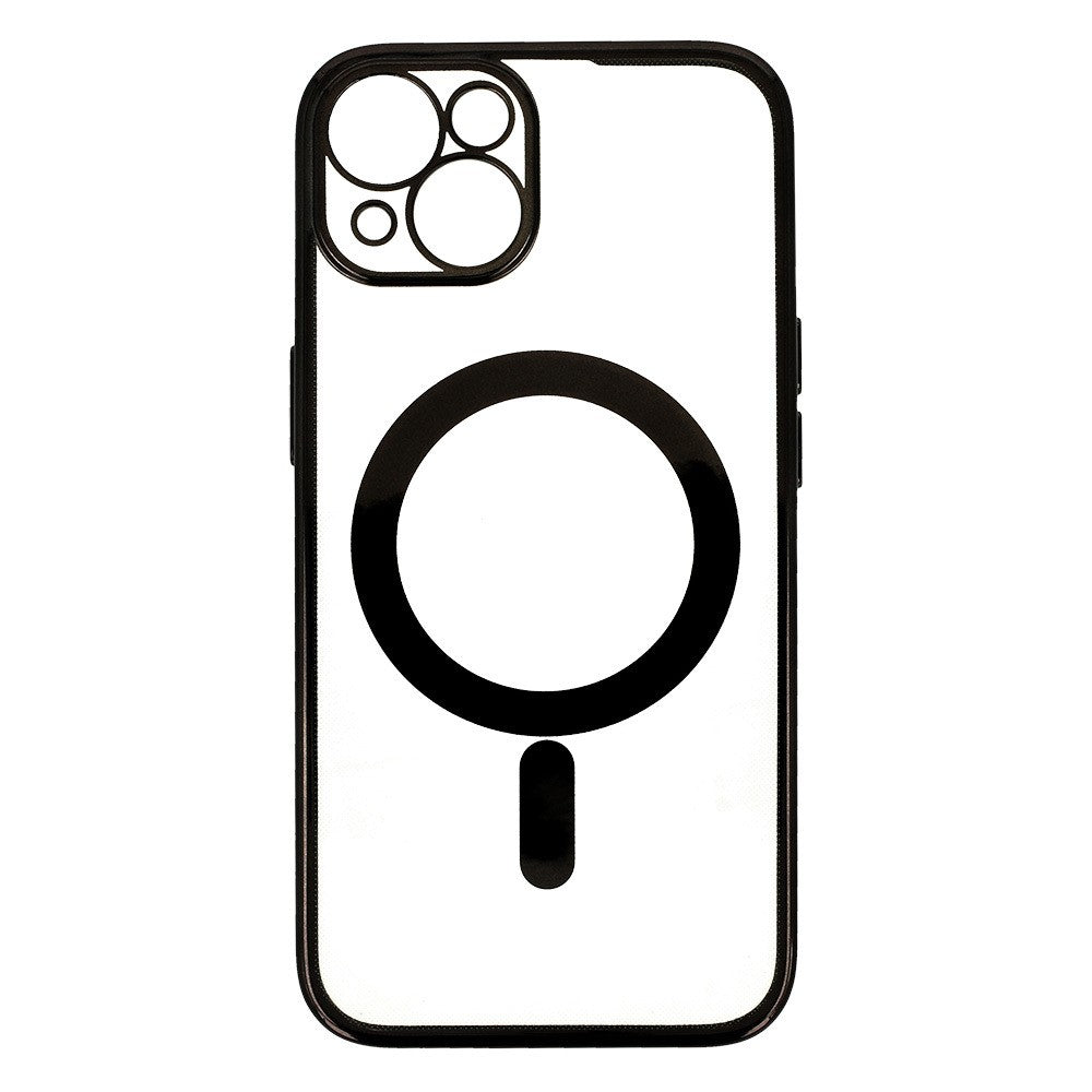Husa MagSafe pentru Apple iPhone 11, Full Cover, Protectie camera, Margini colorate Electroplating, Magnetica, Incarcare Wireless, Kaveny, Negru