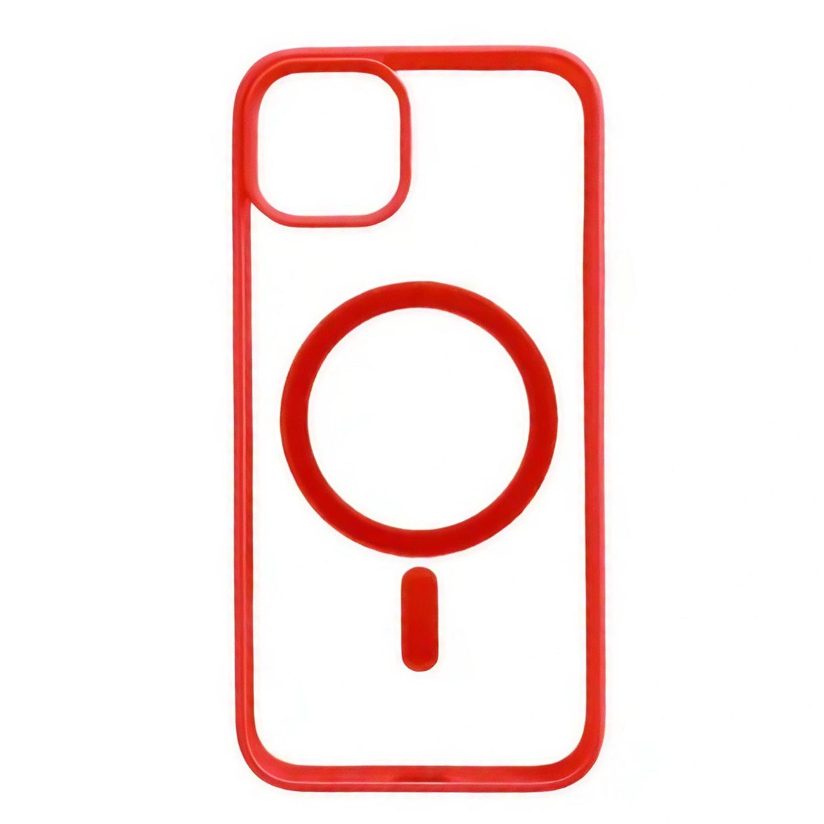 Husa MagSafe pentru Apple iPhone 14, Full Cover, Frosted Acrylic Color Big Hole, Magnetica, Incarcare Wireless, Kaveny, Rosu