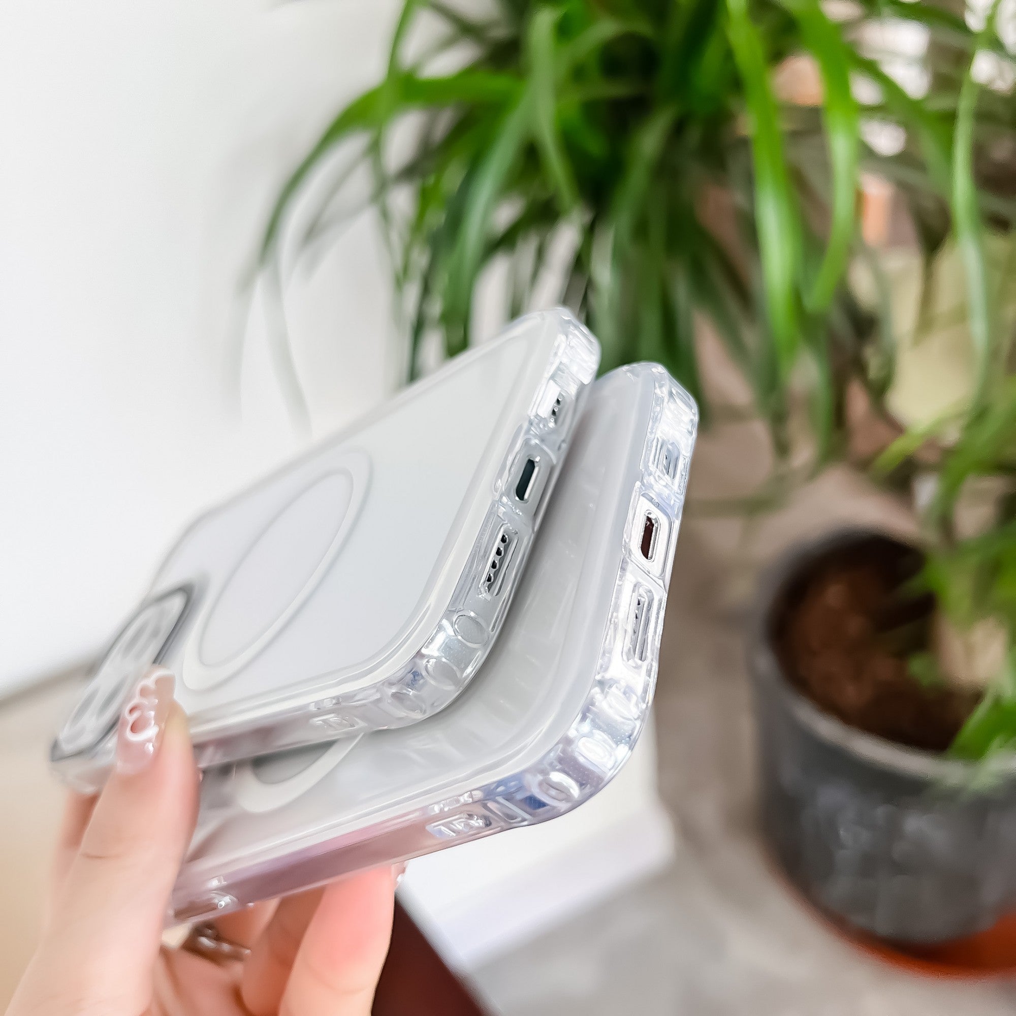 Husa MagSafe Silicone pentru iPhone 12, Kaveny, Transparenta, Magnetica, Extra Protectie Camera Albastru