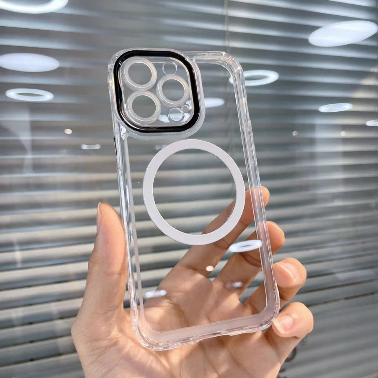 Husa MagSafe Silicone pentru iPhone 12, Kaveny, Transparenta, Magnetica, Extra Protectie Camera Negru